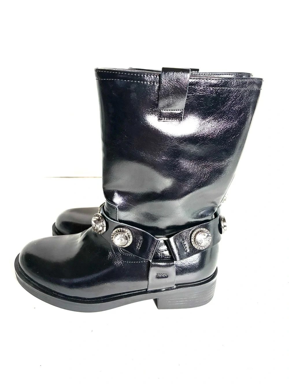 Kurt Geiger London Octavia Black Patent Crystal Harness Boots NWT Kids Size 2